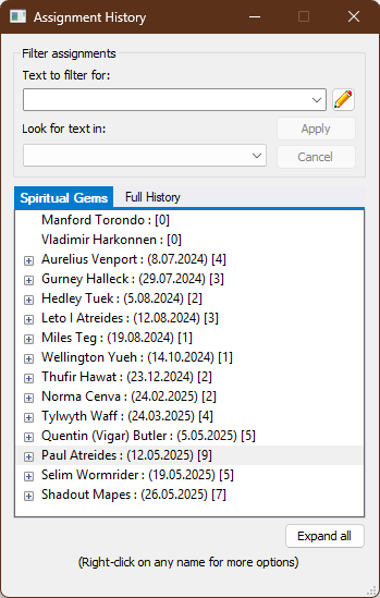 Assignment History