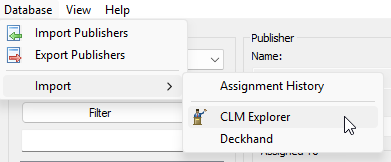 Menu - Import from CLM Explorer