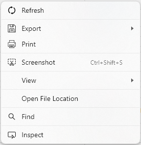 Full screen context menu