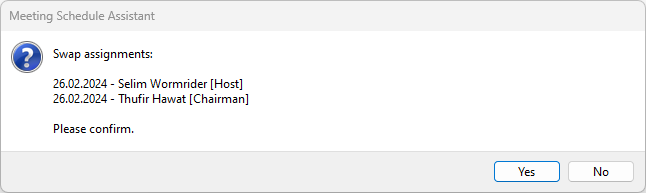 Swap Assignments Confirmation