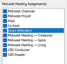 Midweek Meeting Assignments checklist