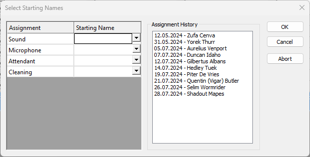 Select Starting Names