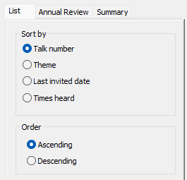 List report settings
