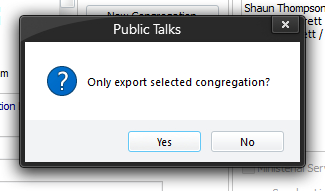 Only export selected congregation prompt