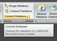 Convert Database button