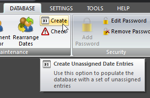 Create Unassigned Date Entries button