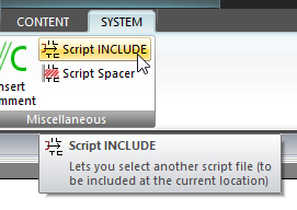 Script INCLUDE button