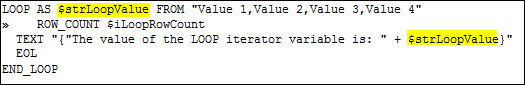 Using variable value in counter / option loop