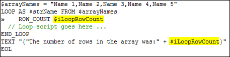 Use row count in option / counter loop