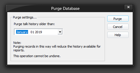 Purge Database Window