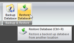 Restore Database button