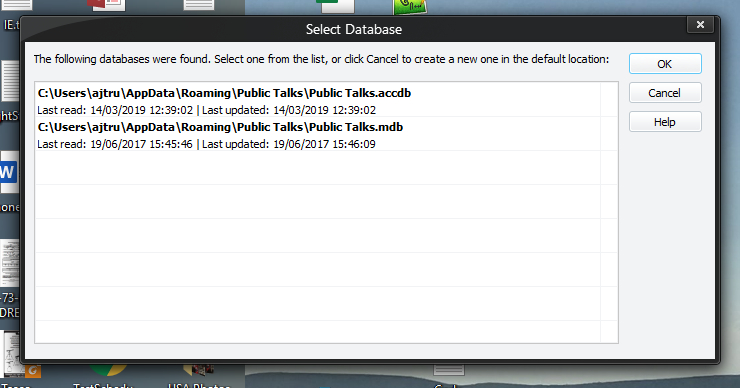 Select Database Window