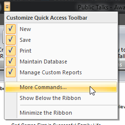 Quick Access Toolbar - Customize