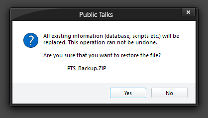 Transfer from another PC - confirmation