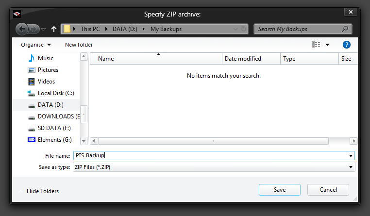 Transfer - Specify ZIP archive