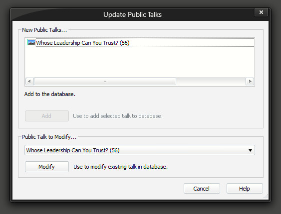 Update Public Talks window
