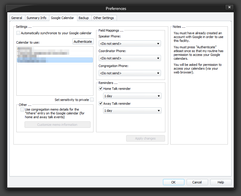 Preferences - Google Calendar