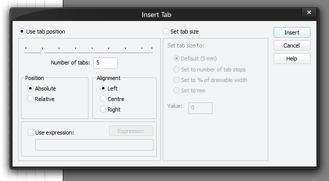 Insert Tab Window