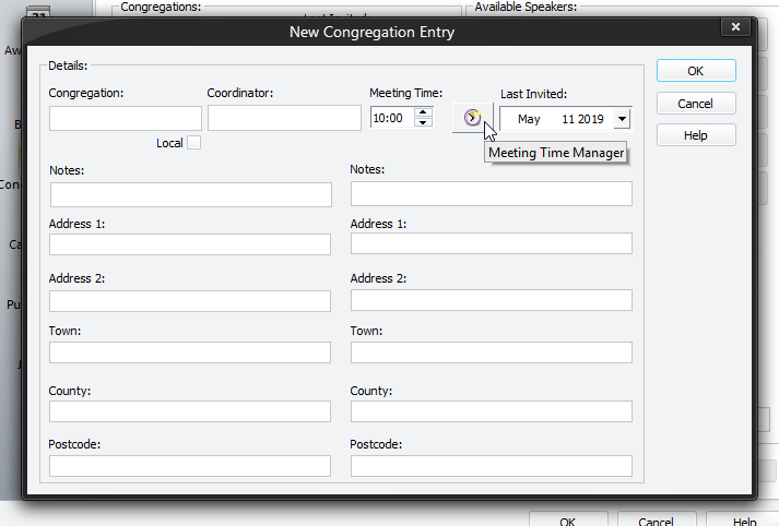 New Congregation Entry