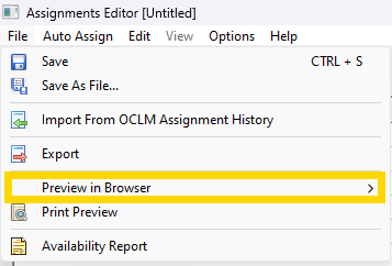 Assignments Editor — Preview in Browser