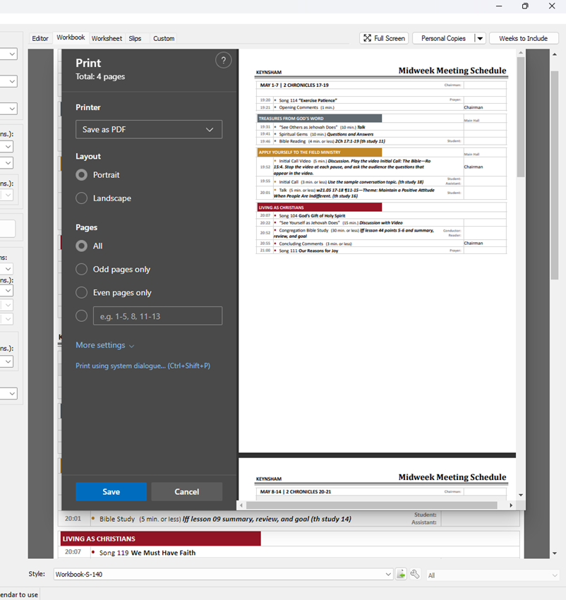 Default Print User Interface