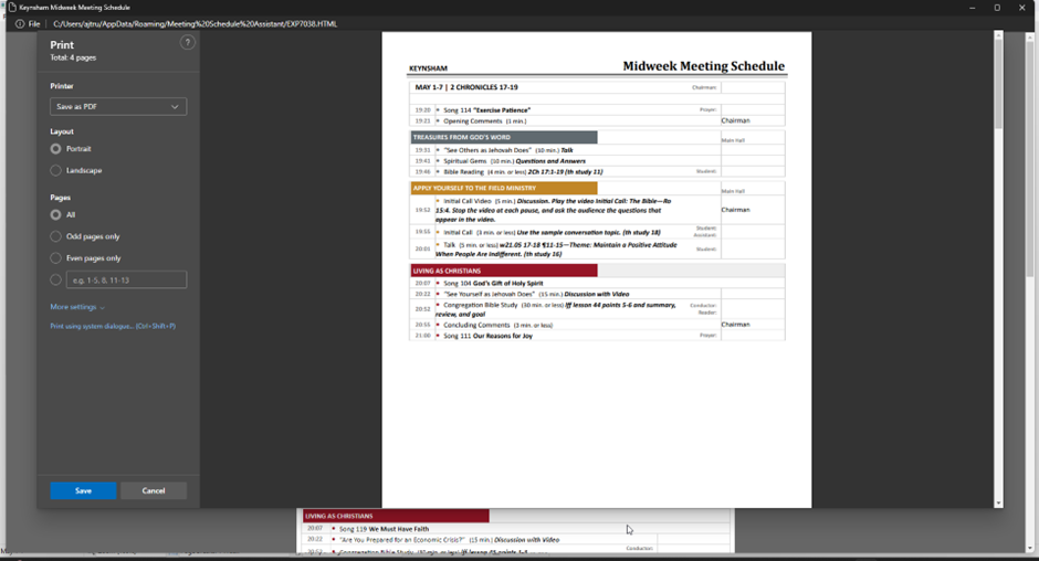 Full screen Print User Interface