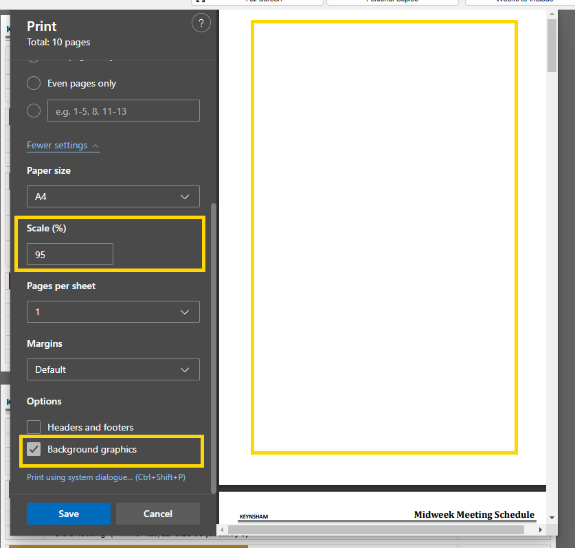 Print - Scale and Background graphics