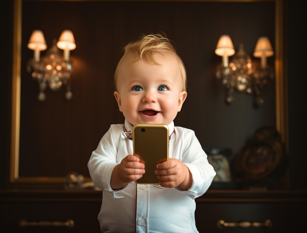 Child holding phone