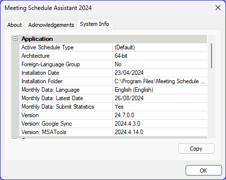 Application panel